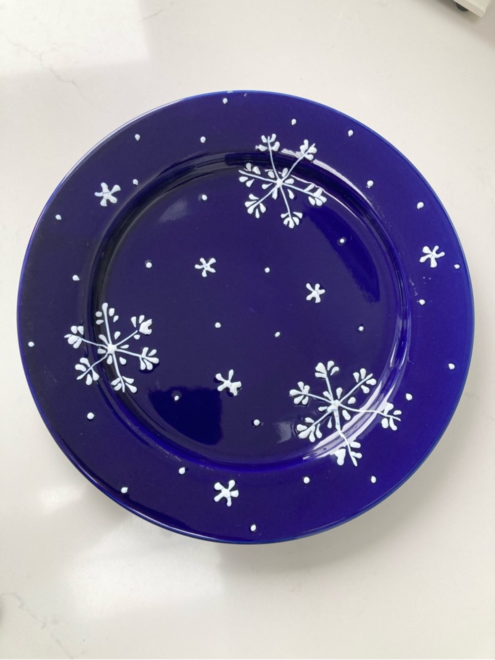 Nantucket Home Cobalt Blue Snowflake Dinner Plate - Winter Holiday, 10.5"